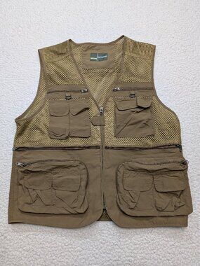 Outdoor Khaki Mesh Utility Fishing Vest